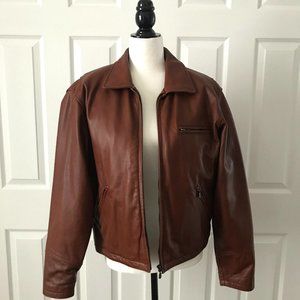 Danier Vintage leather bomber jacket mid brown (s)